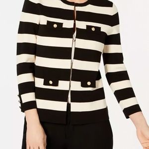 Anne Klein Black & White Striped Cardigan SMALL